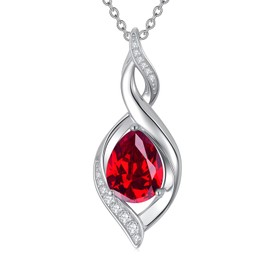 HPQQ Ruby Necklace July Birthstone Necklace for Women Sterling Silver Teardrop Pendant Infinity Love Jewelry Birthday Mothers Day Gifts for Mom Wife Her