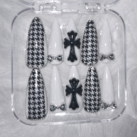 Soft 3-color Chrome Hearts Cross Nail Tips / 여리여리 3가지색상 크롬하츠십자가 네일팁
