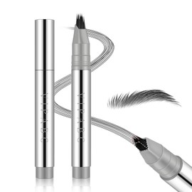 Liquid Microblading Eyebrow Pencil – Waterproof Long-Lasting Brow Pen for Natural Hair-Like Strokes, Easy to Use, Smudge-Proof Eyebrow for All Day Wear (01 Gray Black)