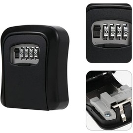 CENPEK Key Lock Box 4 Digit Aluminum Alloy Household Combination Key Safe Durable Wall Mounted Weatherproof Storage Box for Home Garage Holiday Home (Black)