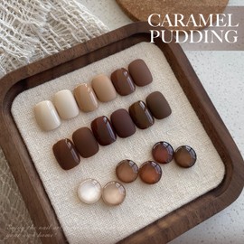 GAOY Nude Brown Gel Nail Polish Set, 6 Colors Beige Chocolate Caramel, Soak Off UV Cure Gel for DIY Manicure at Home, Caramel Pudding