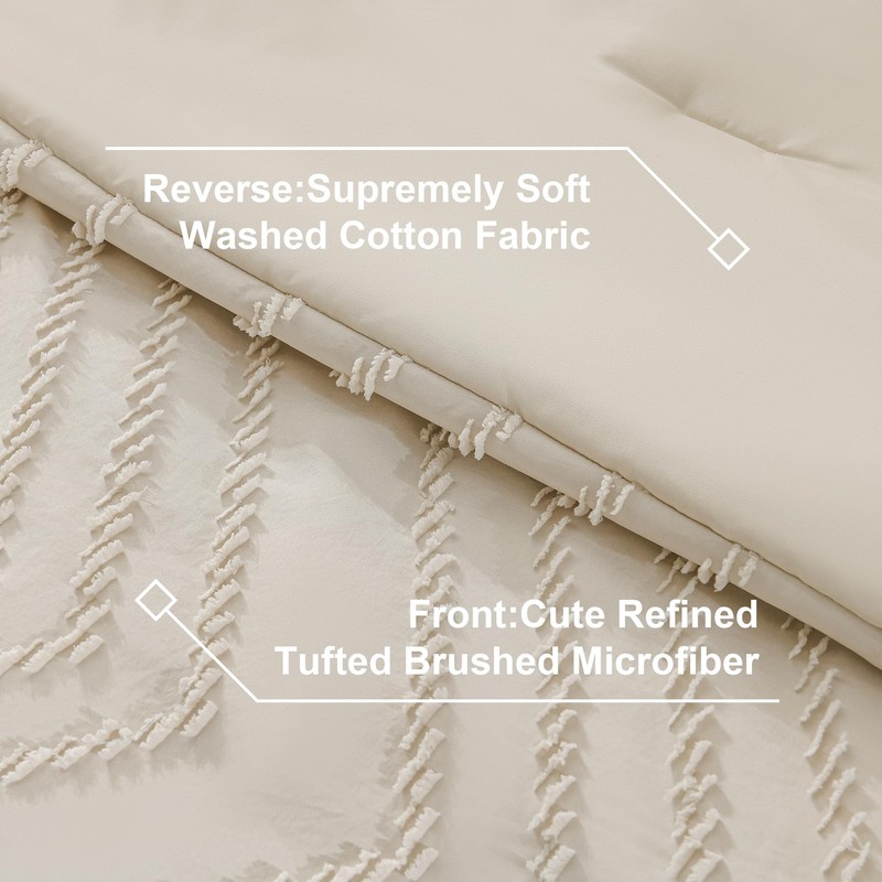 Litanika Super King Plus Size Comforter Set with Sheets Beige