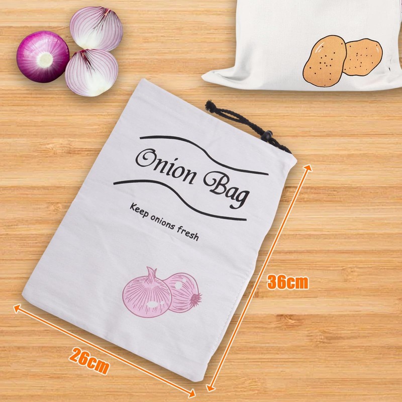 Potato Onion Storage Bag Set, Potato Bag with Drawstring Closure,