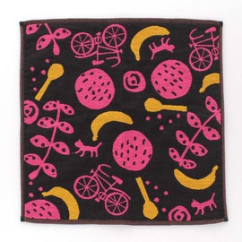 Atsuko Matano 181007-0006-03 Women's Triple Gauze Handkerchief (Black/100% Cotton), Gauze Handkerchief, Banana Pattern, Imabari, Present, Gift