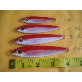 Unbranded 8 PCS. ANCHOVY FISH JIG/CASTING SPOON STYLE LURE BAIT, 4 OZ. RED/WHITE