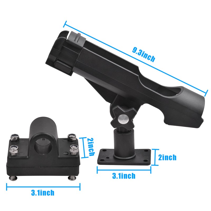 Fishing Boat Rods Holder with Large Clamp Opening Adjustable 360