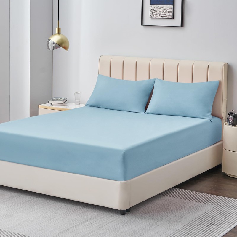 Aisbo Double Fitted Sheet Spa Blue - Extra Deep Pocket