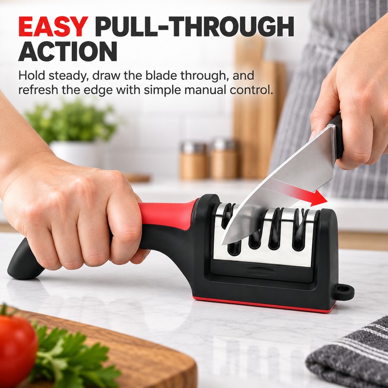 4-Stage Knife Sharpener for Kitchen Use – Handheld Multi-Slot Sharpening