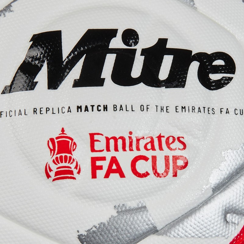 Mitre Match FA Cup Football, White/Silver/Red, 4