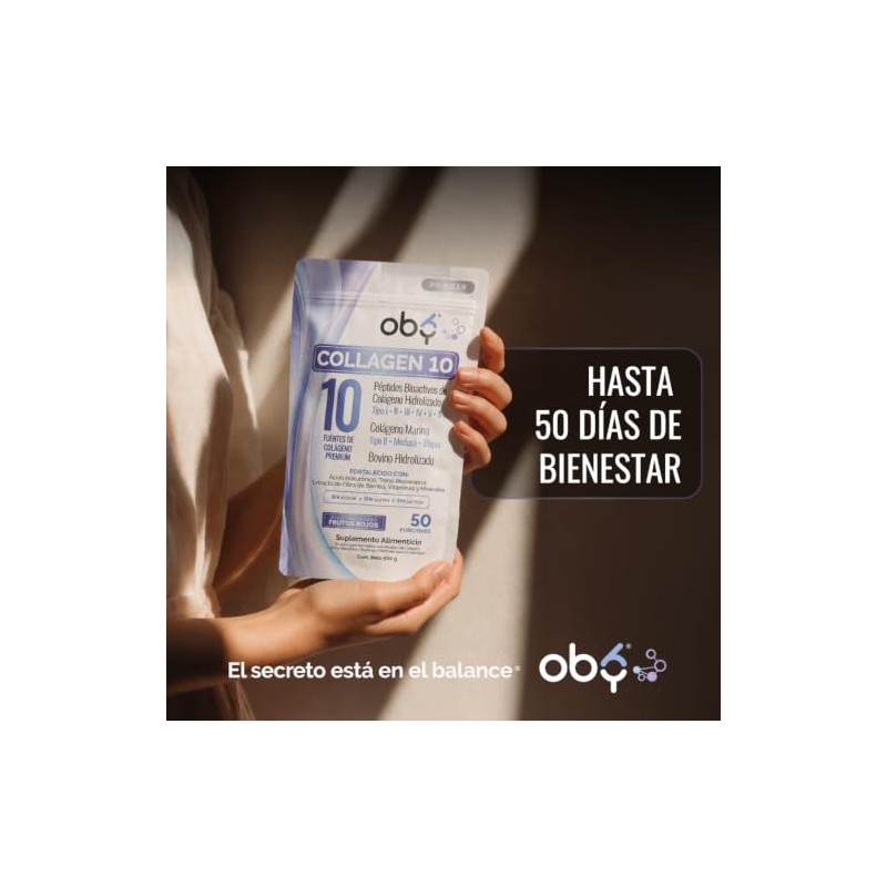 OBY Colágeno Hidrolizado 10 Fuentes con Resveratrol y Biotina Polvo