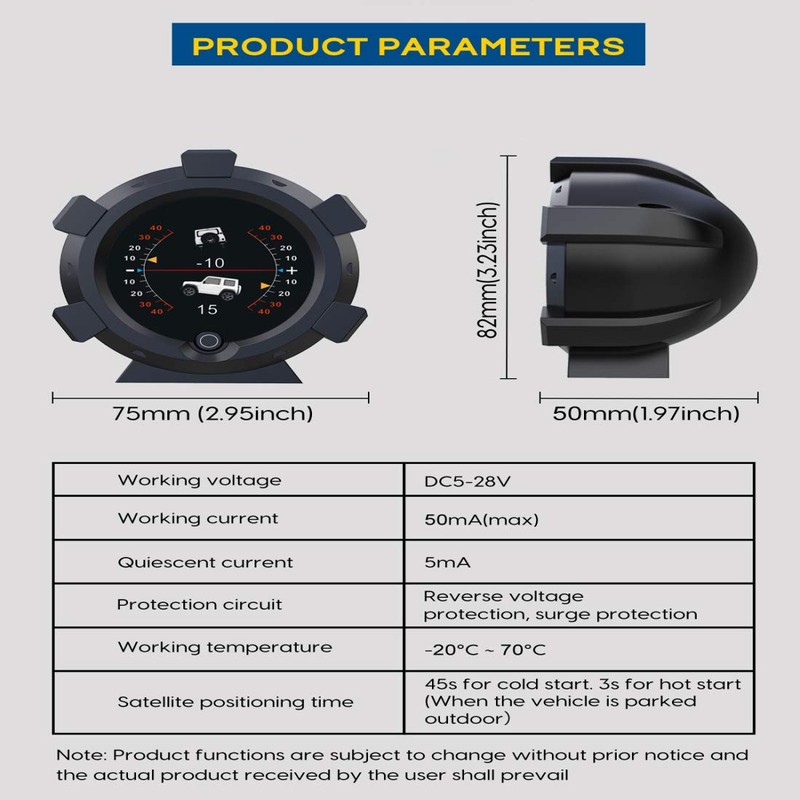 X95 GPS Speedometer MPH Car Inclinometer Level Tilt Gauge Automotive