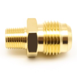 AHFMANG 5PCS Brass Tube Fitting Half Union 3/8" Male Flare x 1/8" NPT Male Pipe Connector Gas Adapter