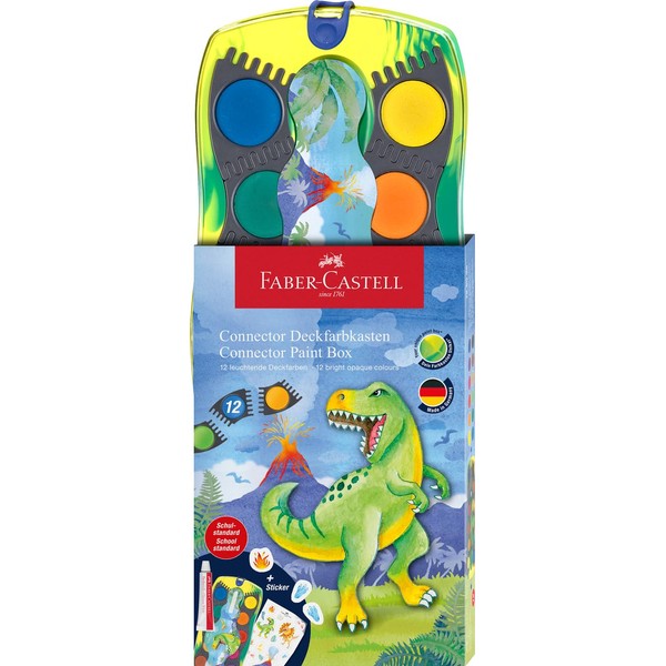 FABER-CASTELL 125036 Dino Connector Watercolour Box with 12 Colours Including