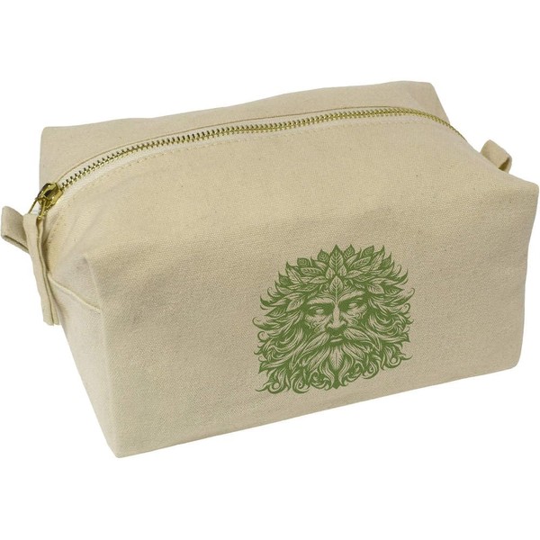 'Green Man Face' Canvas Wash Bag/Makeup Case (CS00043644)