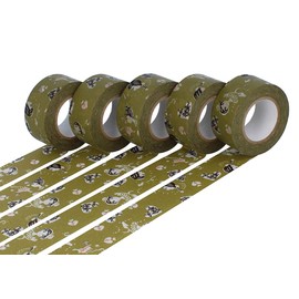 Classiky Set of 5 Masking Tape Washi Girls Yomogi Green 24 mm x 15 m