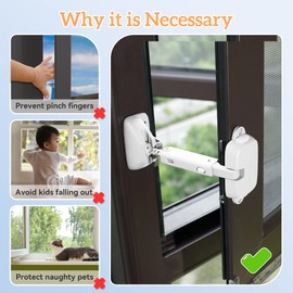 SAFELON Adjustable Window Gap Size Baby Safety Window Restrictor, Child Safe Window Safety Lock for Children and Pets (1 Piece, White)