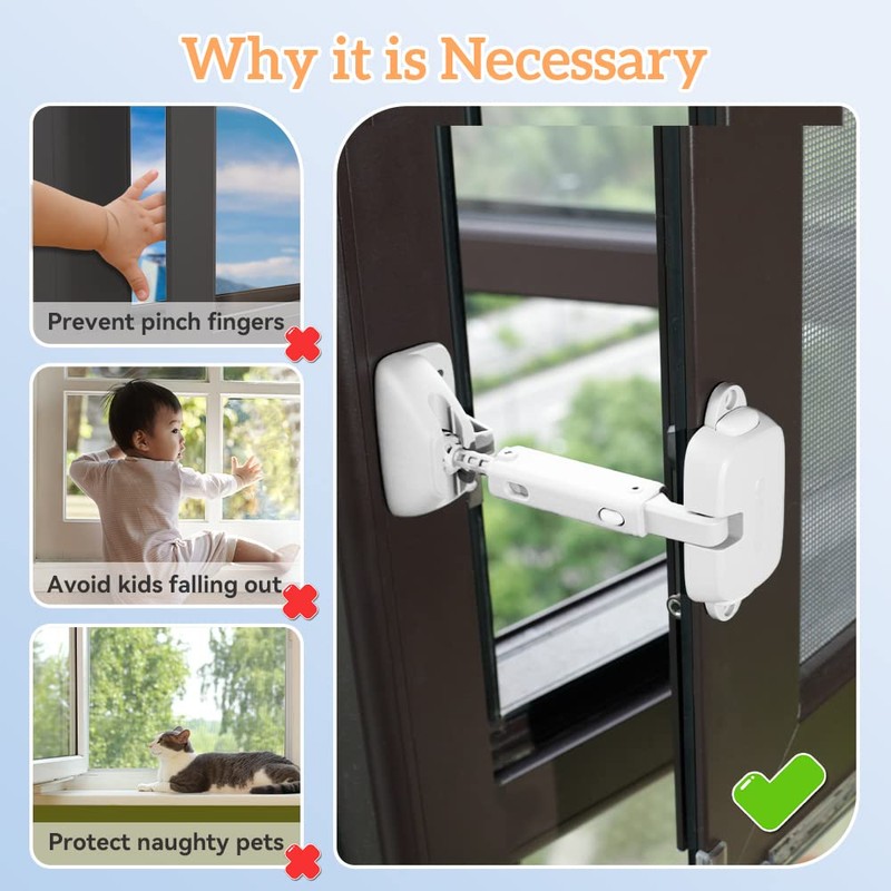 SAFELON Adjustable Window Gap Size Baby Safety Window Restrictor, Child