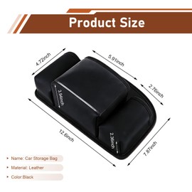 1 PCS Car Back Seat Hanging Bag, Strap-On Waterproof Leather 4-in-1 Storage Organizer with Tissue Box Cup Holder Phone Pocket Hook, Universal for Most Cars SUVs Trucks (Black)