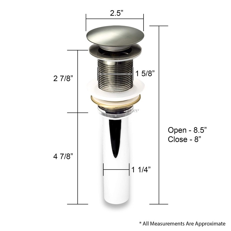 Luxier DS01-TB 1-5/8 in. Brass Bathroom and Vessel Sink Push