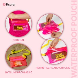 Fisura Waterproof Bag. Clear and Waterproof Waist Bag. Waterproof Bag with Adjustable Belt. 22.5cm x 12.5cm, Summer Pink, Fashionable