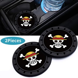 One Piece 2Pcs Car Cup Holder Coasters, Car Coasters for Anime Lovers Cup Holder for One Piece Fans,Car Interior Accessories, 2.75 Inch