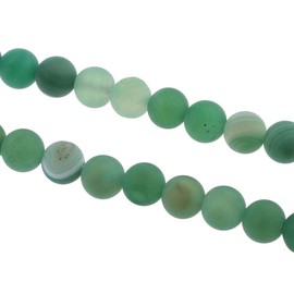 Natural Gemstone Strip Lace Agate Beads, 8 mm, 6 mm, 4 mm, Polished and Matt, Ball Shape Jewellery Beads for Jewellery Making (4 mm, Pack of 25, Matte Green)