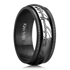 King Will 8mm Black One Ring for Men Rings Spinner Fidget Ring Anxiety Rings Stainless Steel Ring Stress Relieving Ring for Men 12.5