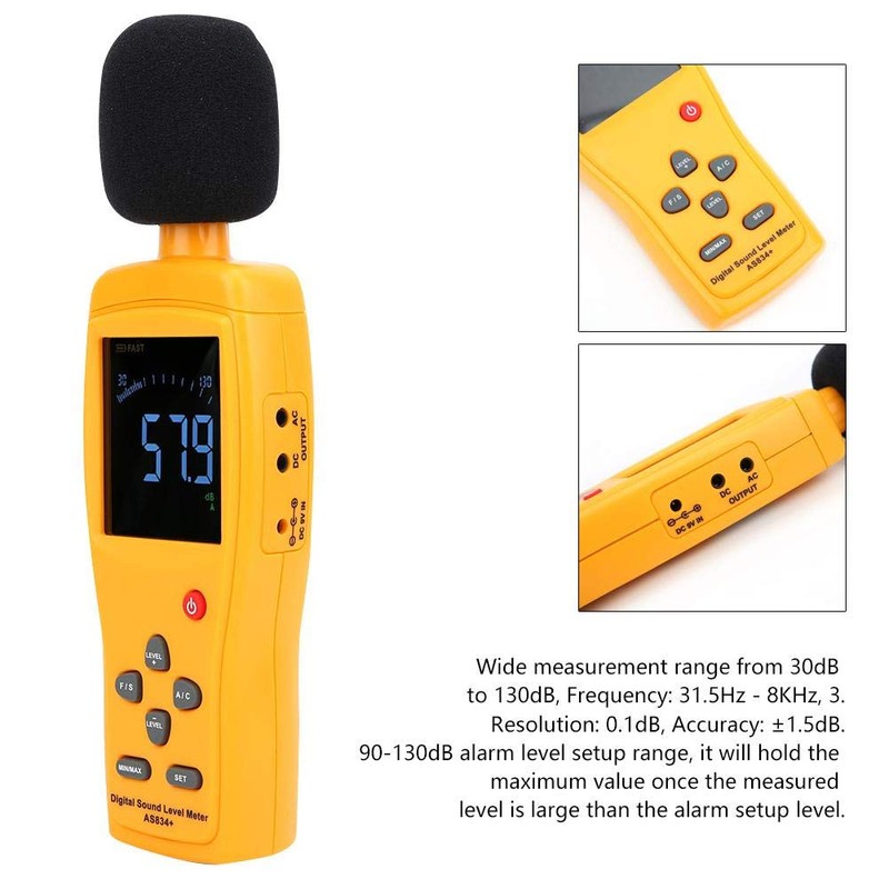 Medidor de ruido SMART SENSOR AS834 + Medidor de nivel