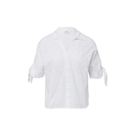 s.Oliver Loose Blouse with Broderie and Knot Detail, White