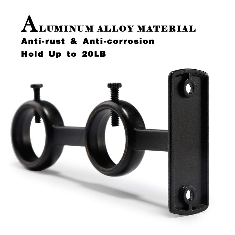 Goowin Curtain Rod Bracket, 3pcs Adjustable Curtain Rod Holder, Double