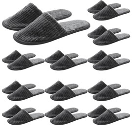 12 Pairs Closed-Toe Spa Slippers Bulk - Reusable Slippers Coral Fleece Washable Disposable Home Slippers for Women Men Guests Hotels Housewarming Indoors Bathroom Party Traveling