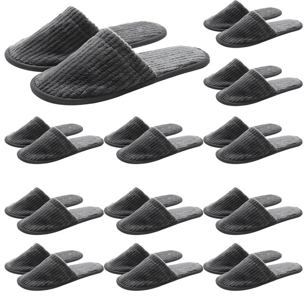 12 Pairs Closed-Toe Spa Slippers Bulk - Reusable Slippers Coral