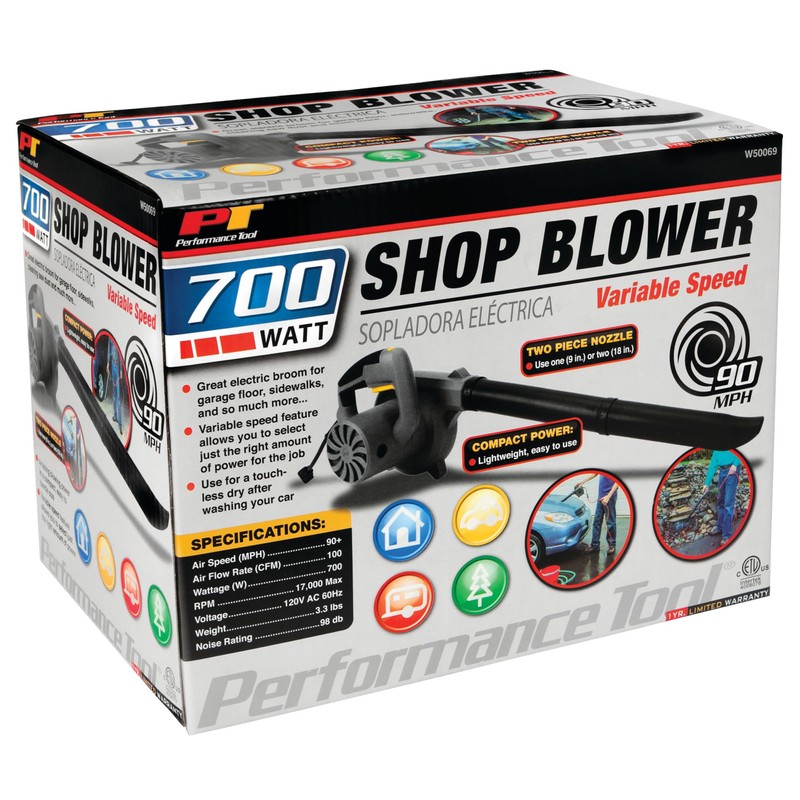 Performance Tool W50069 Compact Gray 700W Variable Speed Garage/Shop/ Blower/Patio