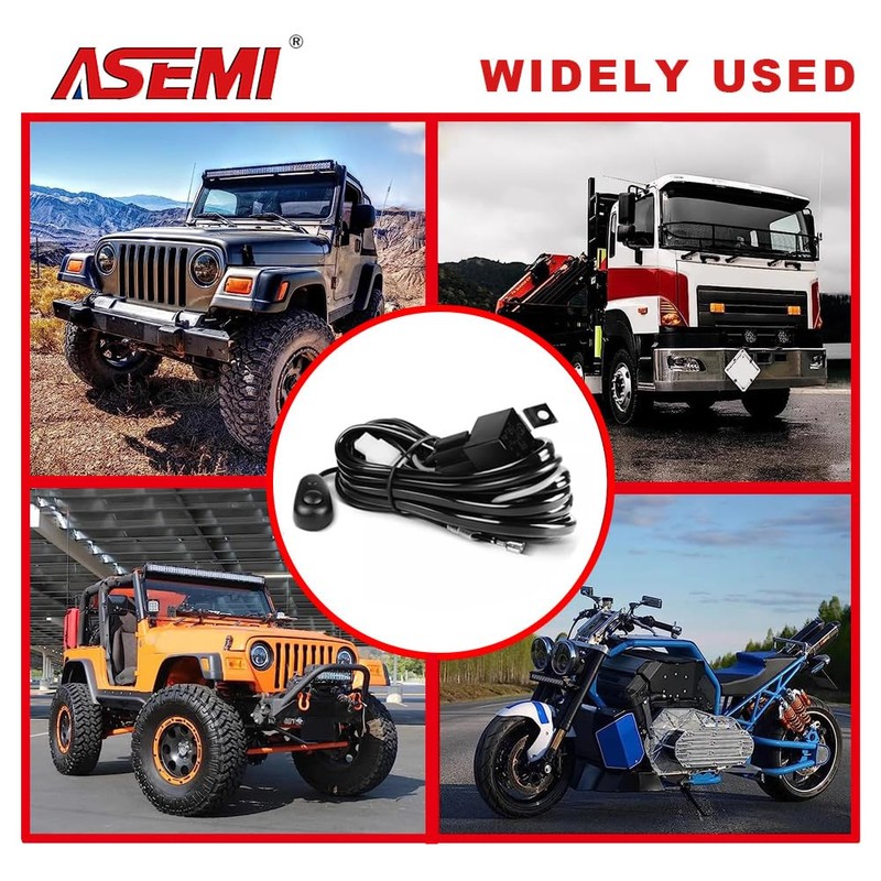 ASEMI LED Light Bar Wiring Harness Kit 2 Leads 20AWG