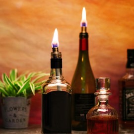 Nuanchu 24 Pieces Wine Bottle Torch Wicks Kit Include 12 Pcs Brass Torch Wick Holders with Washer and 12 Pcs Fiberglass Replacement Liquor Bottle Wicks for DIY Homemade Oil lamp Indoor Outdoor Decor