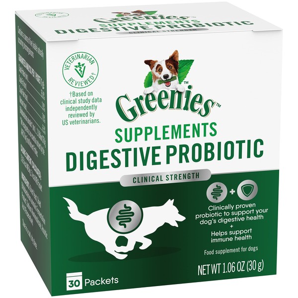 Greenies Digestive Probiotic Supplement Powder for Dogs, 30 Count