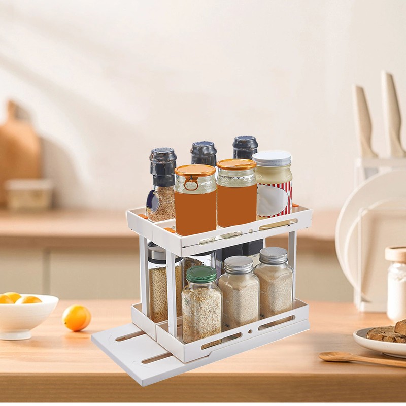 Pull Rotate Spice Rack Multifunctional Large Capacity Durable Stable 2