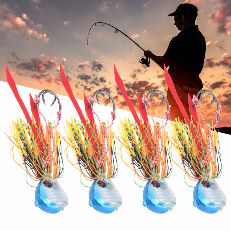 4Pcs 65g Fishing Artificial Baits Silicone Skirts Lures with Hook