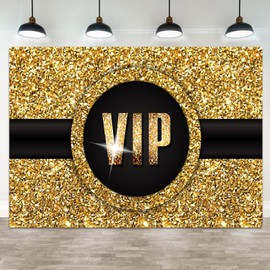 ASDCXZ 6x4ft VIP Backdrop Movie Premiere Award Ceremony Photography Background Black Gold Celebrity Show Activity Catwalks Stage Banner Decorations Man Woman Super Star Portrait Photo Booth Prop