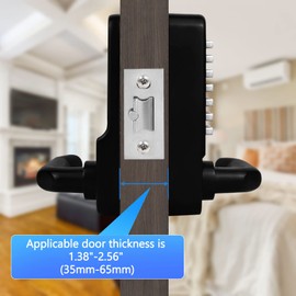 Casmer Upgrade Mechanical Door Lock with Adjustable Deadlatch 2-3/8'' and 2-3/4'',Outdoor Keyless Gate Lock with Handle, Waterproof Mechanical Keypad Door Lock (Black)