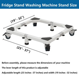 Zsytbyyds All Steel Mobile Base Heavy Duty Furniture Dolly Adjustable Mini Fridge Stand Washing Machine Stand Furniture Dolly for Washer, Refrigerator and Dryer（White）