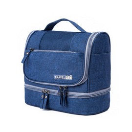 FANDARE Toiletry Bag for Men and Women, Cosmetic Bag, Travel Toiletry Bag, Hanging Wash Bag with Separate Compartments for Dry and Wet Travel Items, Waterproof, Polyester, darkblue