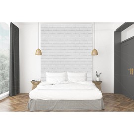 Dundee Deco Pearl White Faux Brick PVC 3D Wall Panel, 2 ft X 2 ft (60cm X 60cm), Interior Design Wall Paneling Decor, Sample 9 in X 9 in