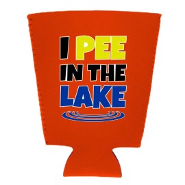 Coolie Junction I Pee In The Lake Pint Glass Coolie; Neoprene, Collapsible - 2 Pack, Orange