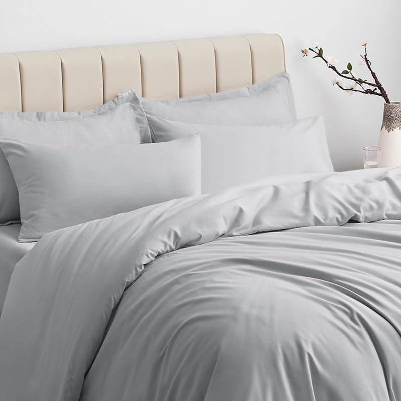 Aisbo Double Duvet Covers Set Grey - 3Pcs Bedding Set