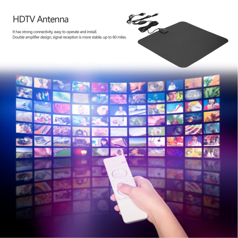 HDTV Antenna Indoor HighDefinition TV Antenna Receiving 80Mile Range Signal