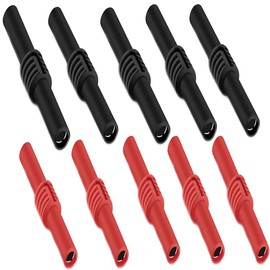 10PCS Insulated 4mm Banana Female to Female Jack Socket Black+Red Connector Adapter Coupler for 4mm Banana Extension Adapters