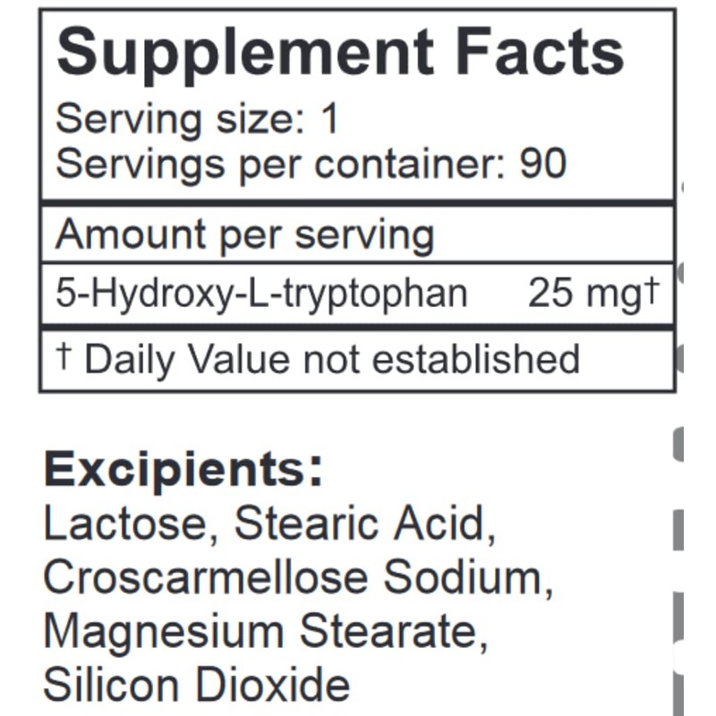 LifeLink 5-HTP (5-Hydroxy-L-Tryptophan) | 25 mg x 90 sublingual Tablets