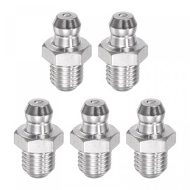 uxcell 304 Stainless Steel Straight Grease Fitting M8 x 1mm Thread Hydraulic Grease Fitting Accessories, 5Pcs