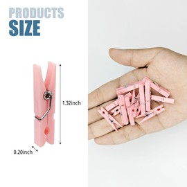 50 Pcs Mini Clothes Pins, 1.4 Inch Plastic Clothes Pins for Baby Shower Games Party Decorations DIY Crafts (Pink)